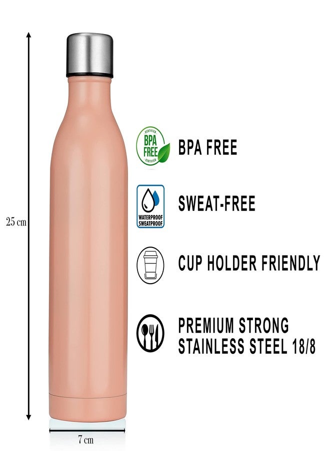 ستار ورك زجاجة مياه معزولة من ستار وورك سعة 500 مل، مصنوعة من الفولاذ المقاوم للصدأ بجدار مزدوج بتقنية التفريغ الهوائي، زجاجة رياضية معدنية مانعة للتسرب تحافظ على المشروبات ساخنة وباردة - مثالية للرياضات الخارجية والتخييم وركوب الدراجات (لون خوخي) - Image 3